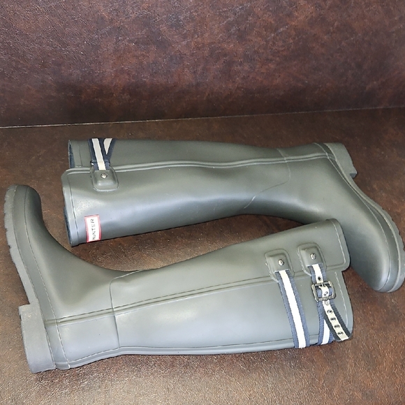 Hunter Refined Matte Dark Green Adjustable Rain Boots Size 8 - Picture 13 of 15